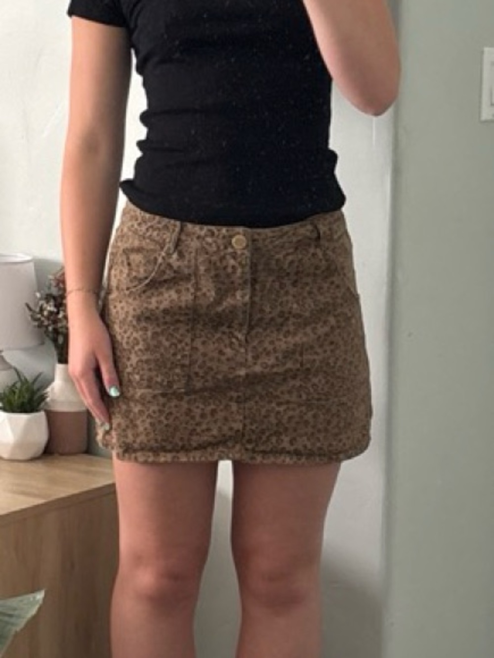 Brown Leopard Print Mini Skirt - Women's Trendy Everyday Skirt